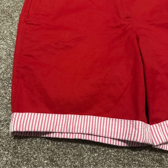 Talbots Red Relaxed Chino Short 7” Seersucker Cuffs Women’s Size 2 Preppy NWOT - Picture 6 of 16